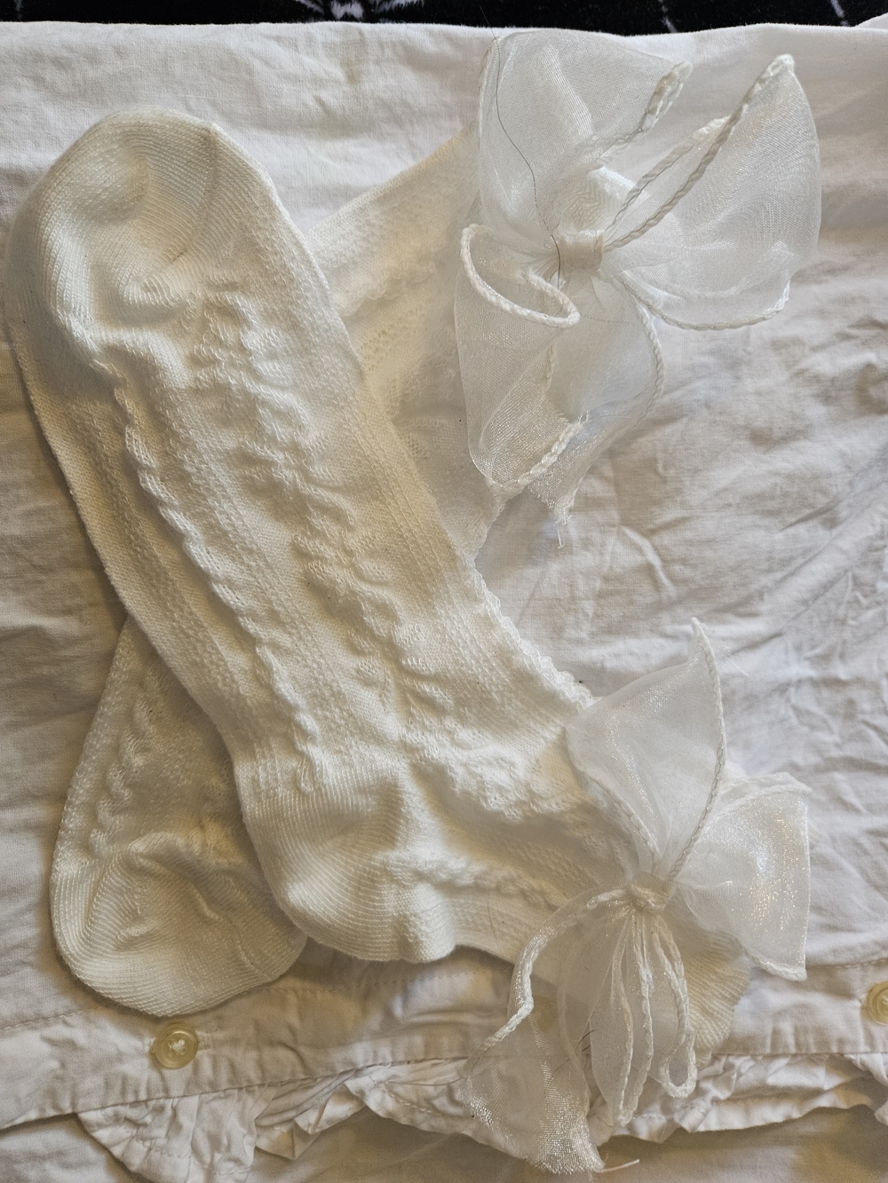 White Ruffle-Trim Girls' Button-Up Top - Picture 6 of 6